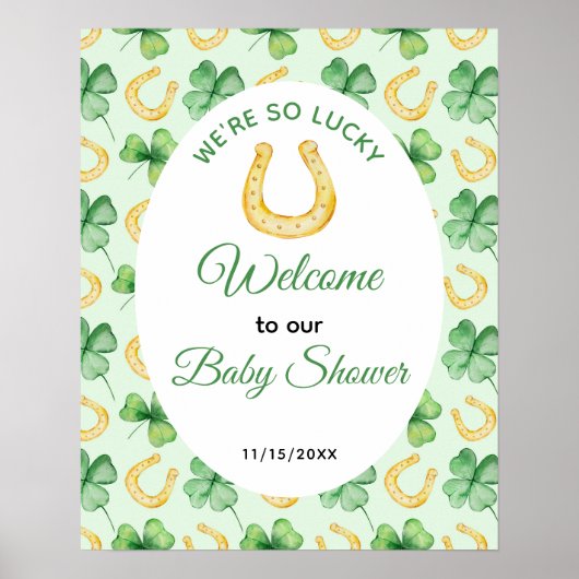 We're So Lucky Horseshoe St Patrick's Baby Shower Poster (Voorkant)