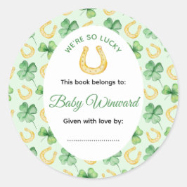 We're So Lucky Horseshoe St Patrick's Baby Shower Ronde Sticker