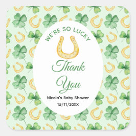 We're So Lucky Horseshoe St Patrick's Baby Shower Vierkante Sticker