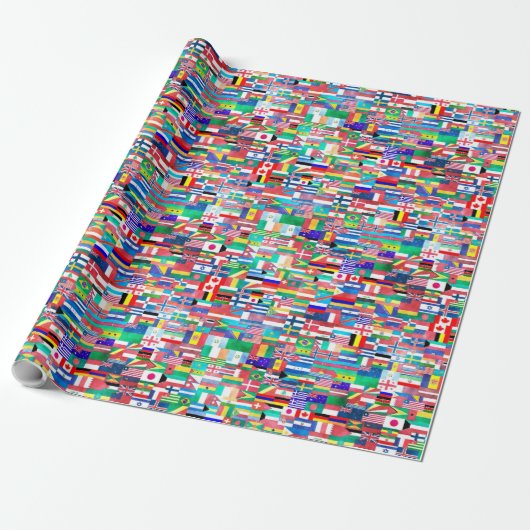 Werekvlag-collage Cadeaupapier (Uitgerold)