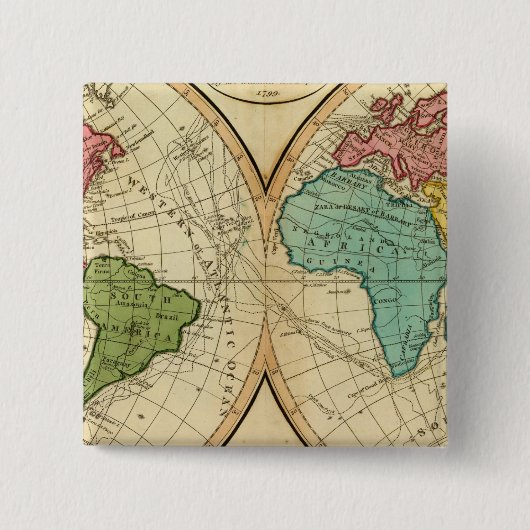 Wereld 3 vierkante button 5,1 cm (Voorkant)