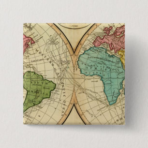 Wereld 3 vierkante button 5,1 cm