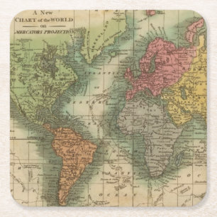 Wereld 4 kartonnen onderzetters