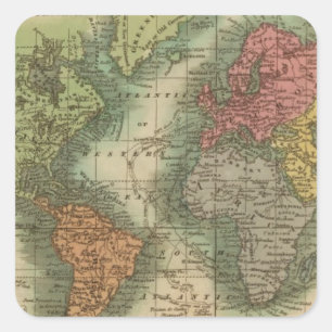 Wereld 4 vierkante sticker