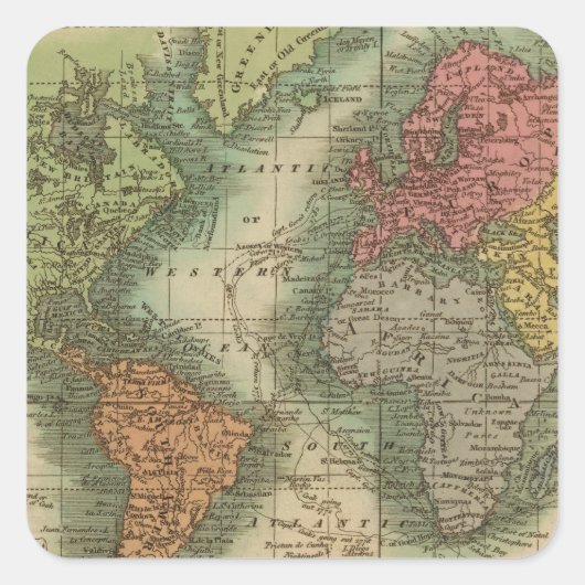 Wereld 4 vierkante sticker (Voorkant)