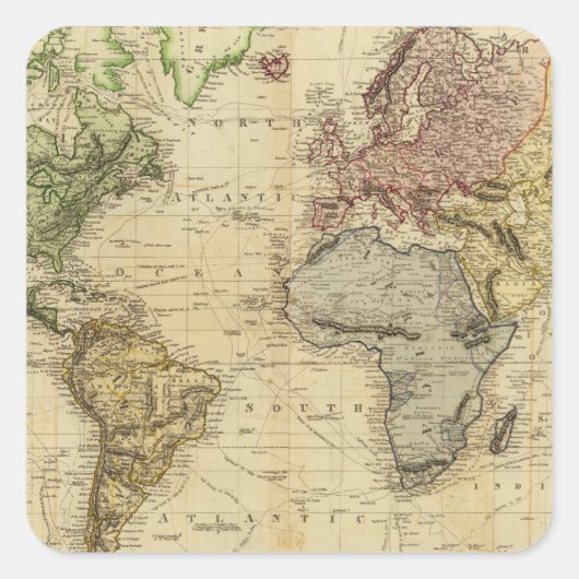 Wereld 5 vierkante sticker (Voorkant)