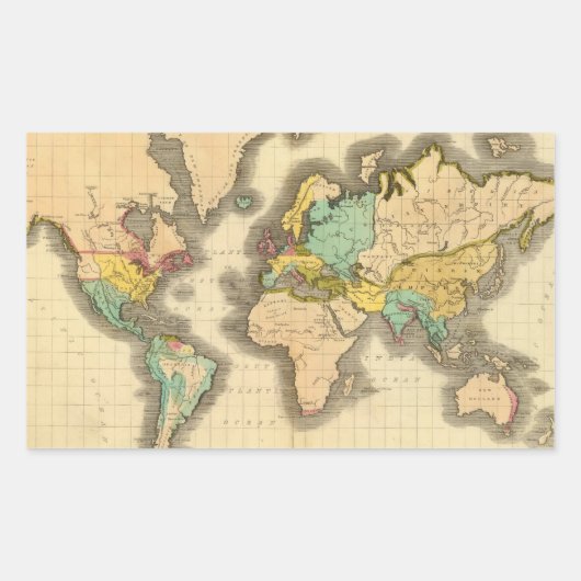 Wereld 6 rechthoekige sticker (Voorkant)