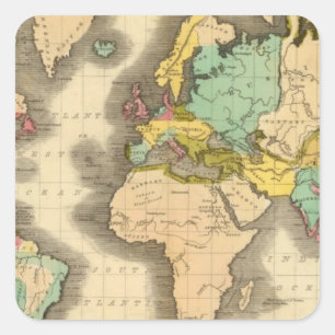 Wereld 6 vierkante sticker