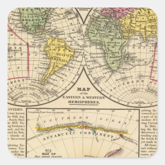 Wereld 7 vierkante sticker (Voorkant)