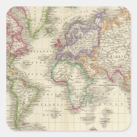Wereld 9 vierkante sticker (Voorkant)