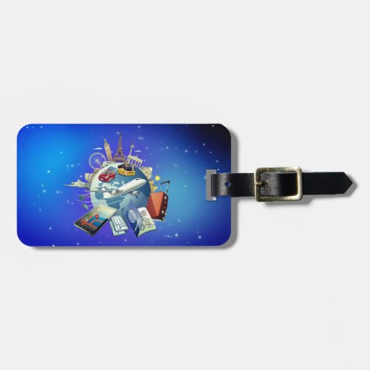 Wereld aan landmerken bagagelabel (Voorkant horizontaal)