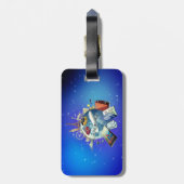 Wereld aan landmerken bagagelabel (Achterkant verticaal)