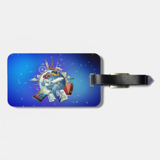 Wereld aan landmerken bagagelabel (Achterkant horizontaal)