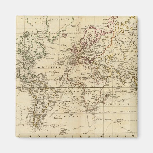 Wereld aan Mercator's projectie Magneet (Voorkant)