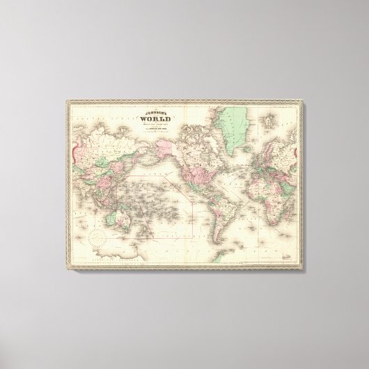 Wereld aan Mercator's Projection Canvas Afdruk (Voorkant)