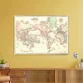 Wereld aan Mercator's Projection Canvas Afdruk (Insitu (Woonkamer))