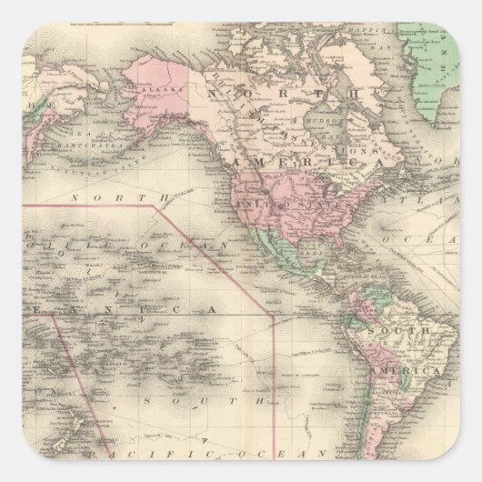 Wereld aan Mercator's Projection Vierkante Sticker (Voorkant)