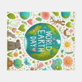 Wereld Aarde Dag, Modern Comic Heart & Wereldbol Fleece Deken (Voorkant (Horizontaal))