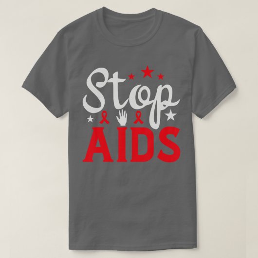 Wereld AIDS Dag Stop aids HIV Awareness Red Ribbon T-shirt (Design voorkant)