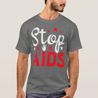 Wereld AIDS Dag Stop aids HIV Awareness Red Ribbon T-shirt