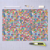 Wereld Alle Landen Natie Vlaggen Decoupage Tissuepapier (Craft)
