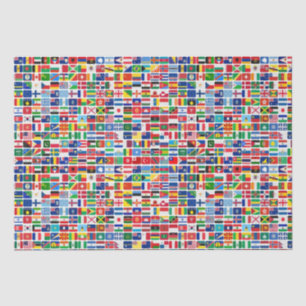 Wereld Alle Landen Natie Vlaggen Decoupage Tissuepapier