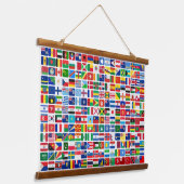 Wereld Alle Landen Natie Vlaggen Hangend Wandkleed (Gebogen)