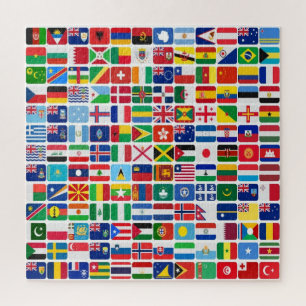 Wereld Alle Landen Natie Vlaggen Legpuzzel