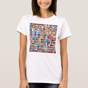 Wereld Alle Landen Natie Vlaggen T-shirt