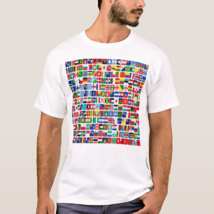 Wereld Alle Landen Natie Vlaggen T-shirt