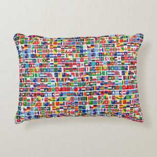 wereld alle landen vlaggen patroon accent kussen