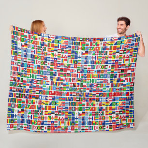 wereld alle landen vlaggen patroon fleece deken