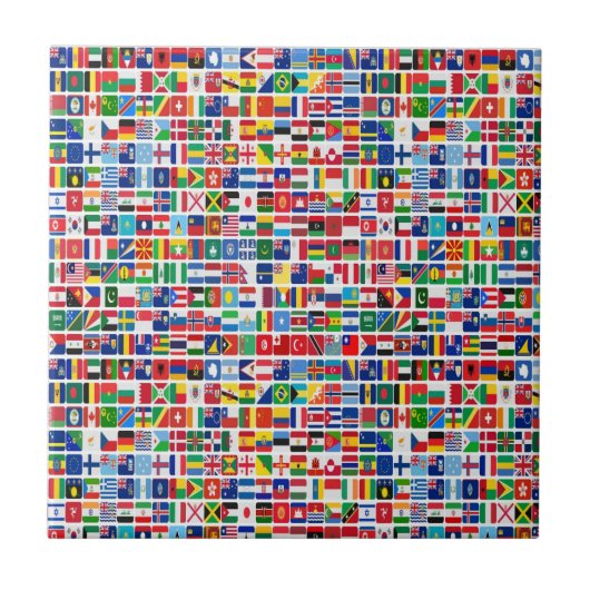 wereld alle landen vlaggen patroon tegeltje (Voorkant)