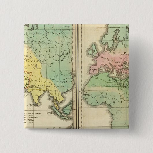 Wereld als Bekend aan de Afdeling Oudheden Vierkante Button 5,1 Cm (Voorkant)
