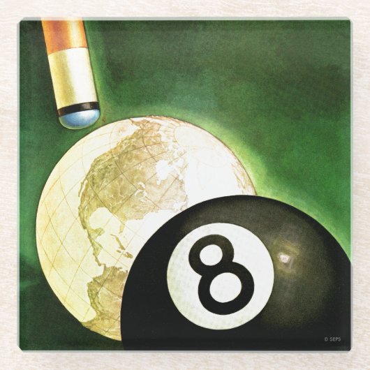 Wereld als blikvanger glazen onderzetter (Voorkant)