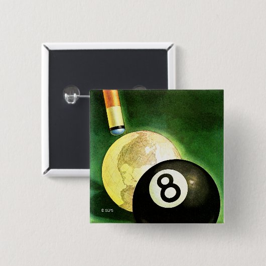 Wereld als blikvanger vierkante button 5,1 cm (Voorkant /achterkant)