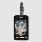 Wereld Astronaut ontwerp Bagagelabel (Voorkant (verticaal))