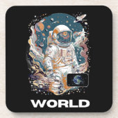 Wereld Astronaut ontwerp Bier Onderzetter (Voorkant)