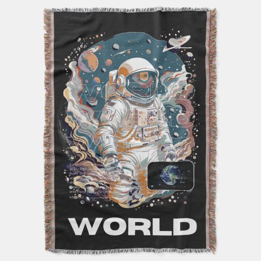 Wereld Astronaut ontwerp Deken (Voorkant Verticaal)