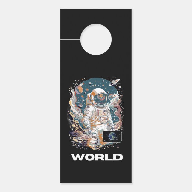 Wereld Astronaut ontwerp Deurhanger (Voorkant)