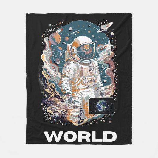 Wereld Astronaut ontwerp Fleece Deken (Voorkant)