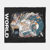Wereld Astronaut ontwerp Fleece Deken (Voorkant (Horizontaal))