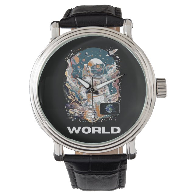 Wereld Astronaut ontwerp Horloge (Voorkant)