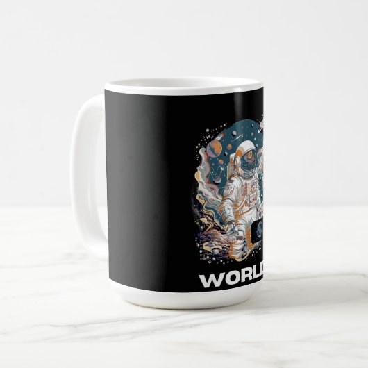 Wereld Astronaut ontwerp Koffiemok (Voorkant links)