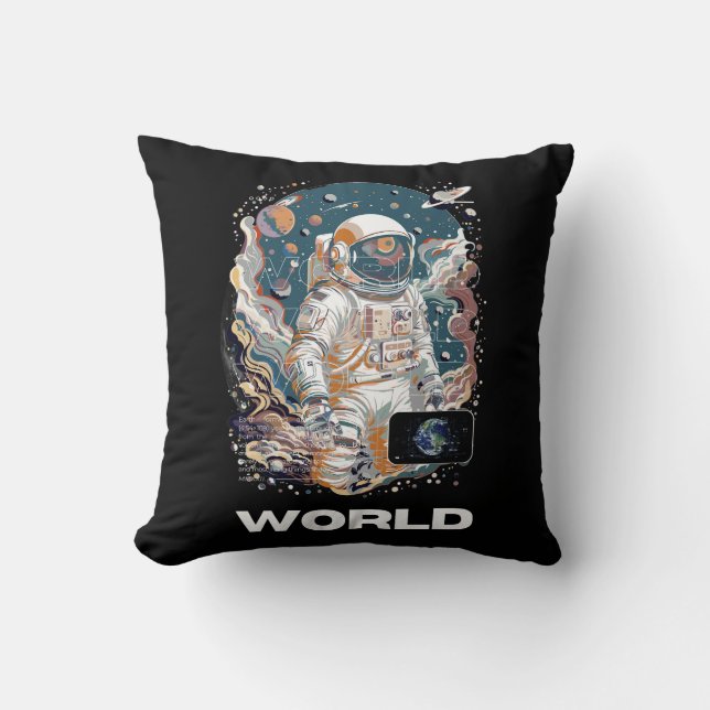 Wereld Astronaut ontwerp Kussen (Voorkant)