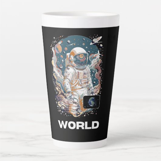 Wereld Astronaut ontwerp Latte Mok (Voorkant)