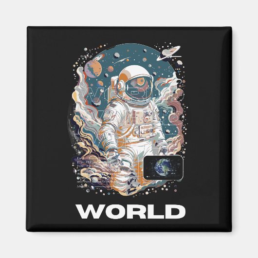 Wereld Astronaut ontwerp Magneet (Voorkant)
