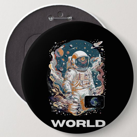 Wereld Astronaut ontwerp Ronde Button 6,0 Cm (Voorkant /achterkant)