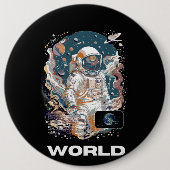 Wereld Astronaut ontwerp Ronde Button 6,0 Cm (Voorkant)