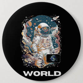 Wereld Astronaut ontwerp Ronde Button 6,0 Cm